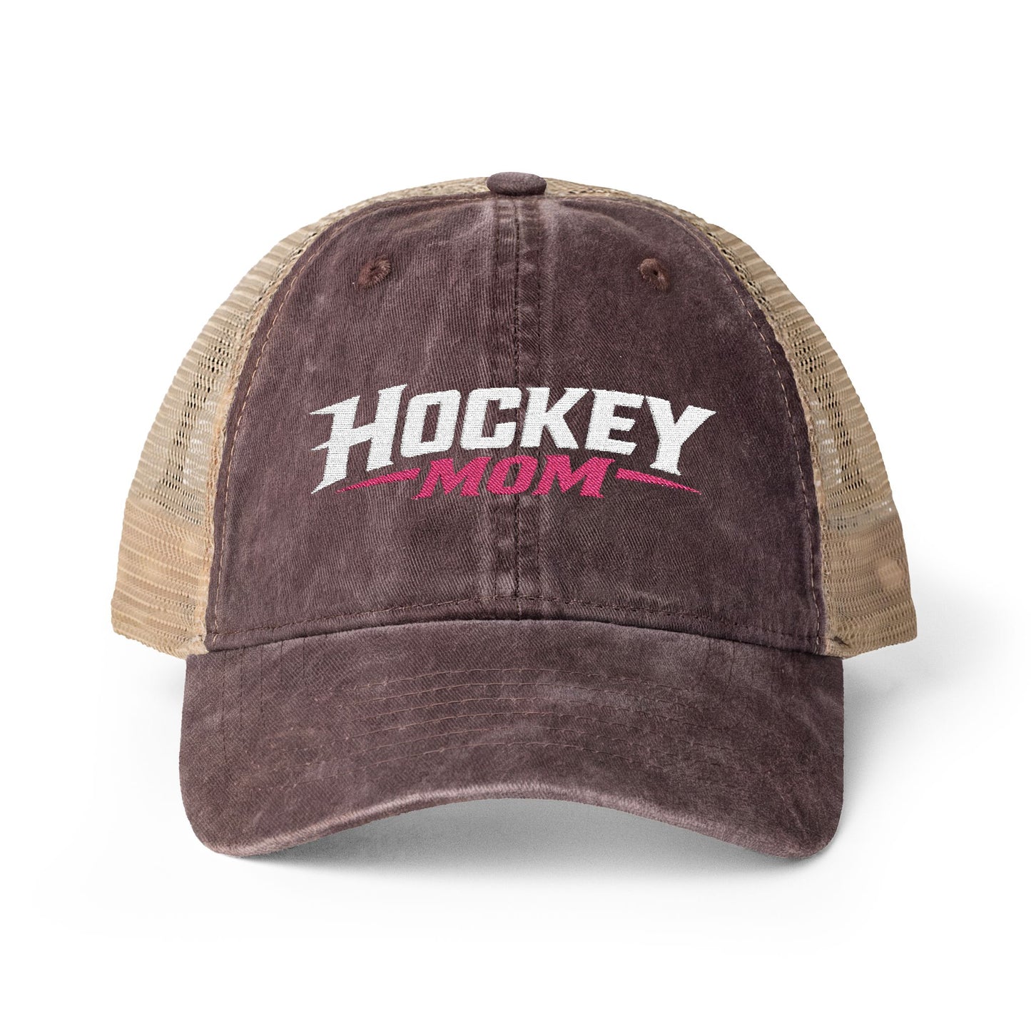 Women's Washed Mesh-Back Personalized Hockey Mom Hat