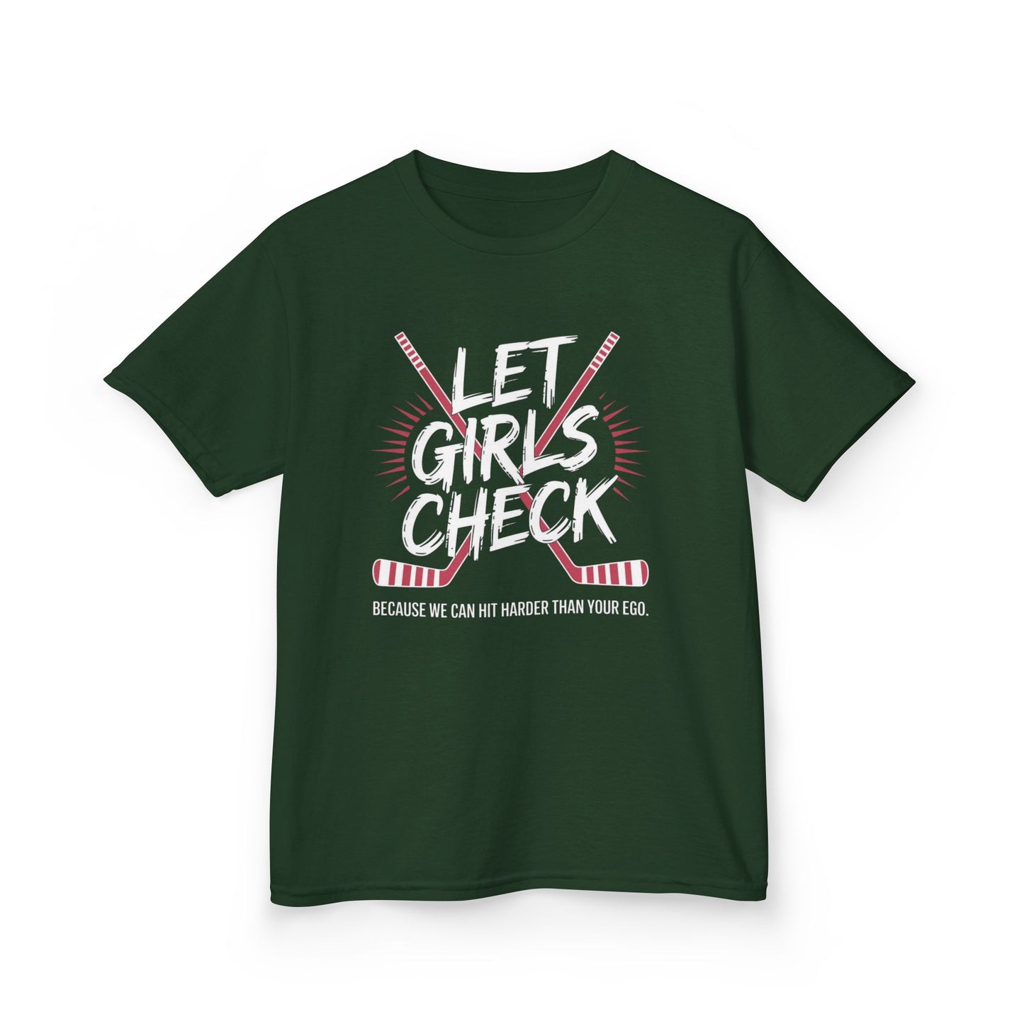 Let Girls Check Kids T-Shirt — Girls Hockey Shirt (Let Girls Check)