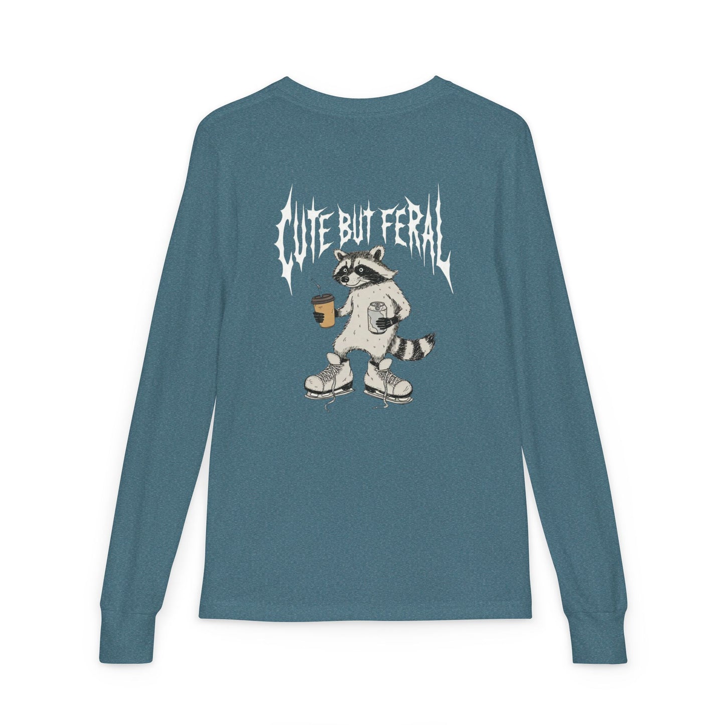 Cute But Feral Youth Long Sleeve Tee — Youth Jersey Shirt with Raccoon Graphic