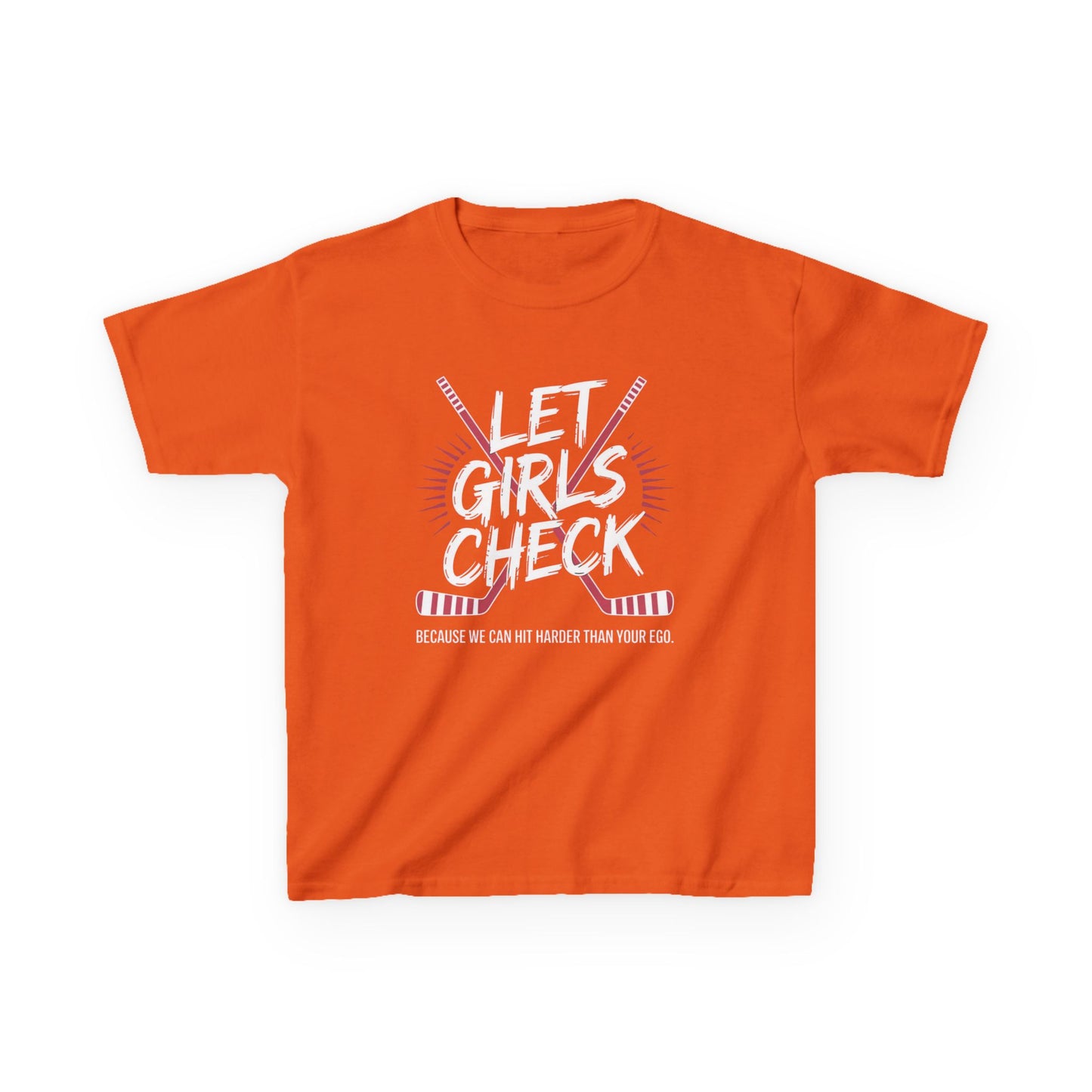 Let Girls Check Kids T-Shirt — Girls Hockey Shirt (Let Girls Check)