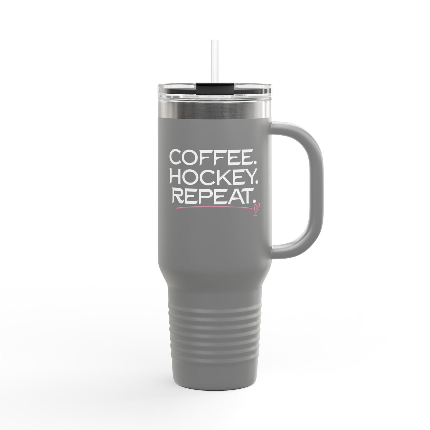 40oz Insulated Travel Mug — Coffee. Hockey. Repeat. Cold-Resistant Tumbler for Hockey Fans