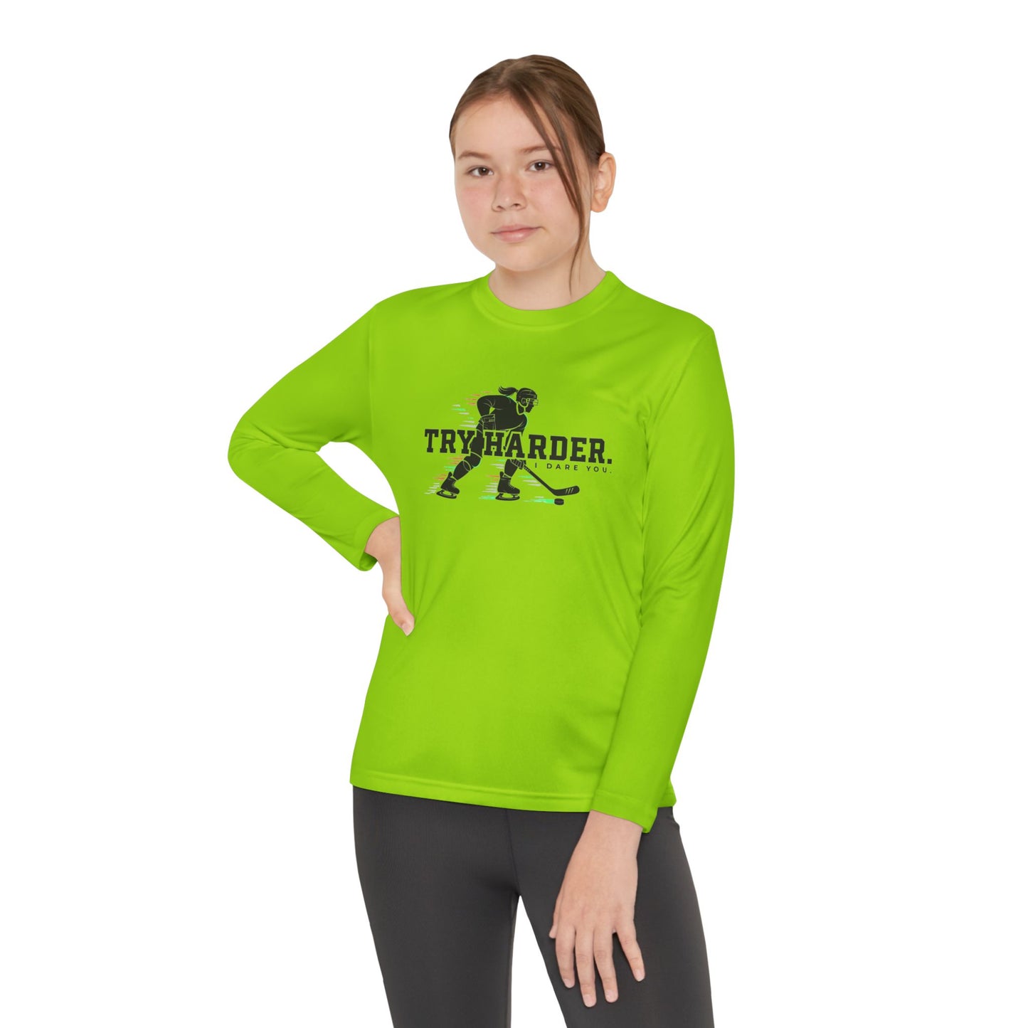 Try Harder Hockey Youth Long Sleeve Tee