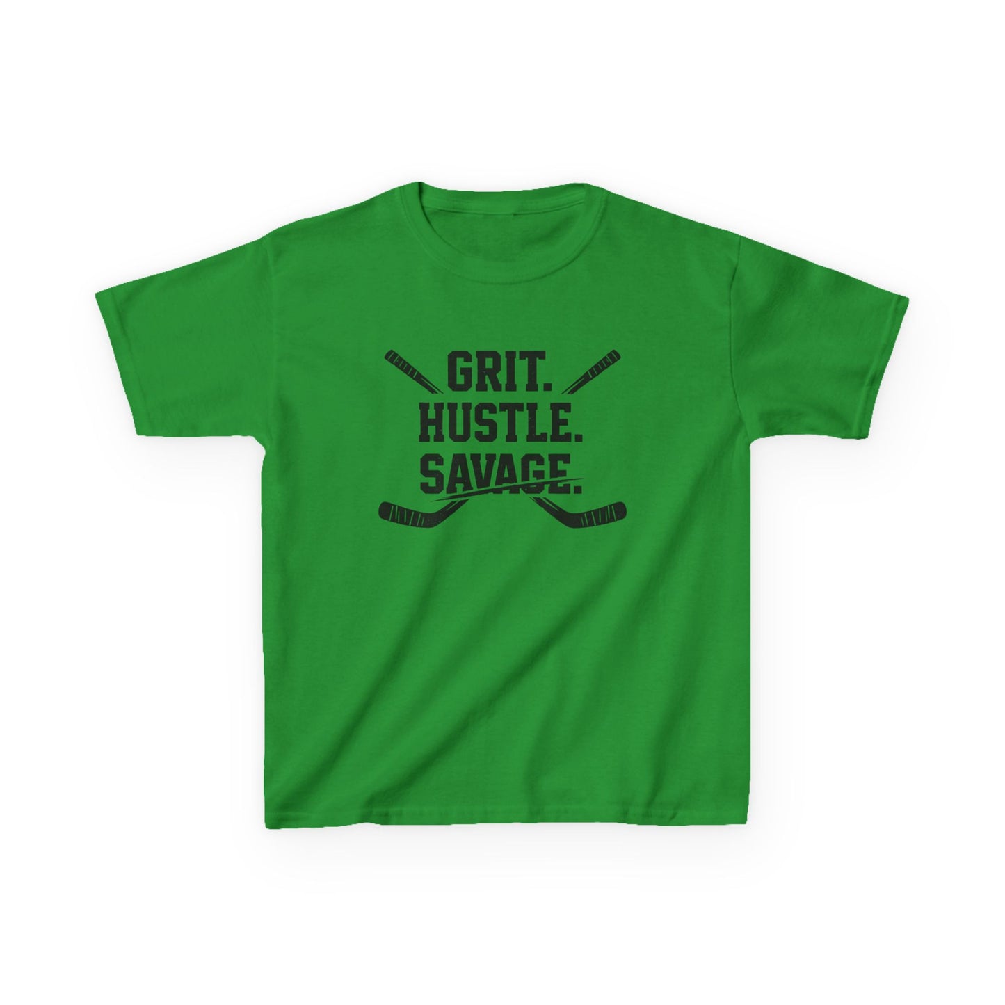 Kids Hockey Tee — "Grit. Hustle. Savage."
