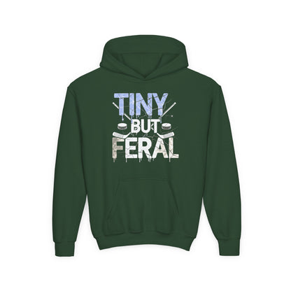 Tiny but Feral Youth Tiny Face Hoodie by Gildan