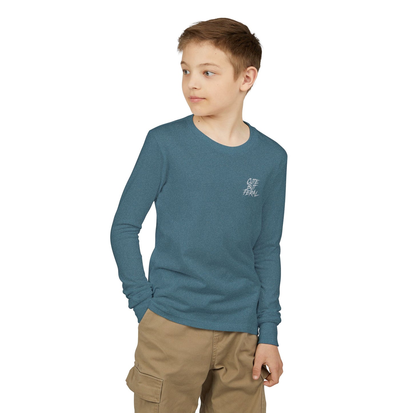 Cute But Feral Youth Long Sleeve Tee — Youth Jersey Shirt with Raccoon Graphic